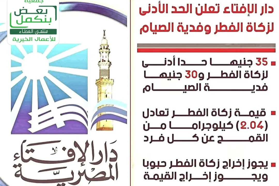 دار الافتاء المصريه تحدد قيمة زكاة الفطر لعام 2025
